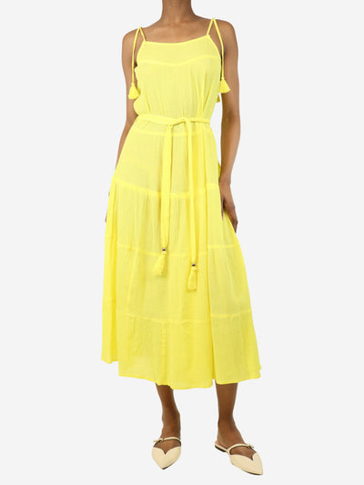 Yellow cotton tiered midi sundress - size XS Dresses Melissa Odabash 