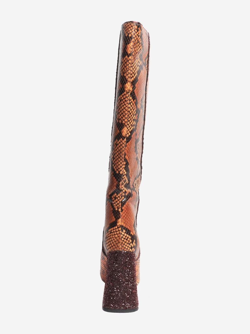Brown snakeskin knee-high boots - size EU 36 Boots Rochas 