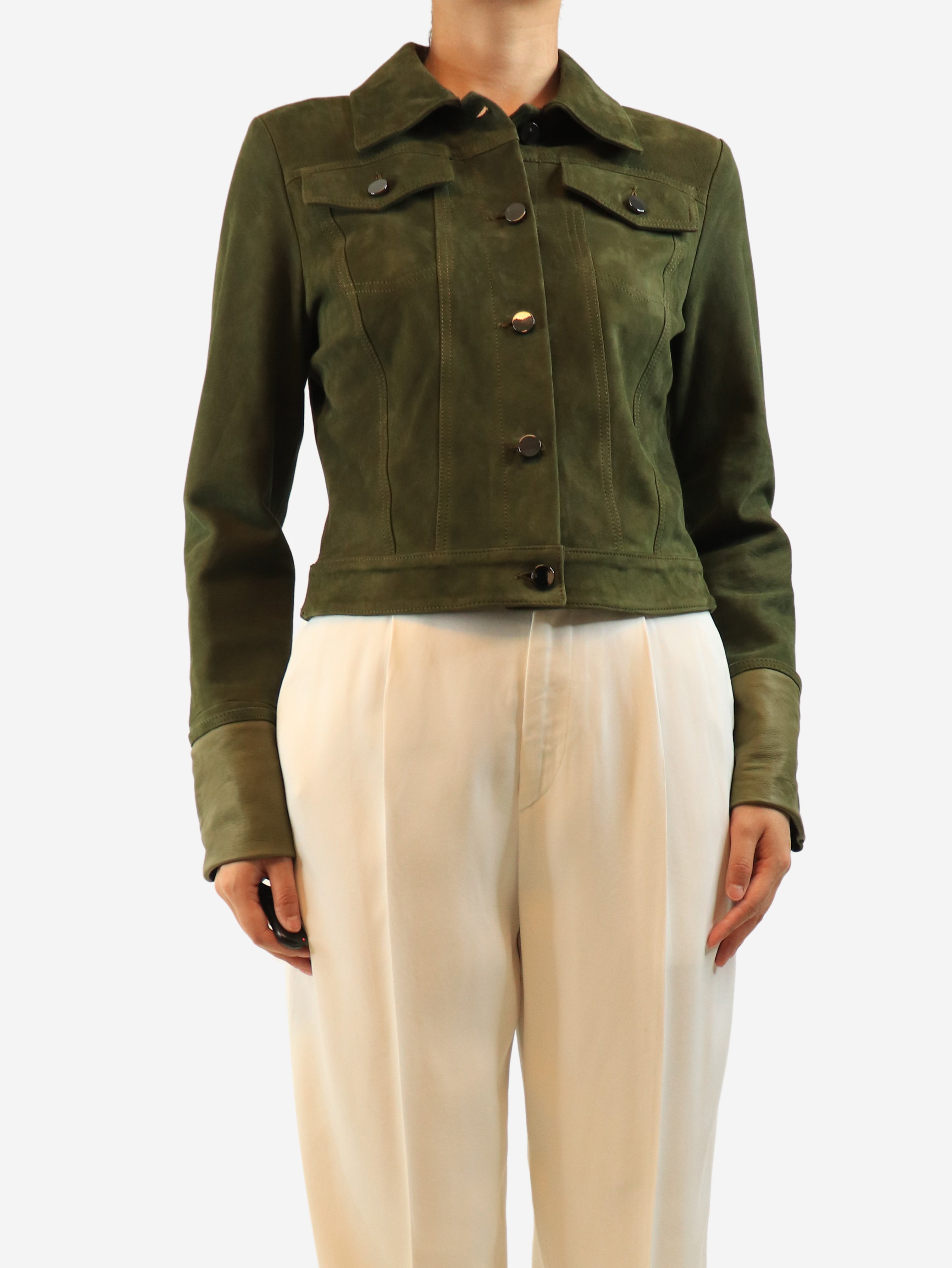 Iris & Ink Green suede jacket - size UK 10