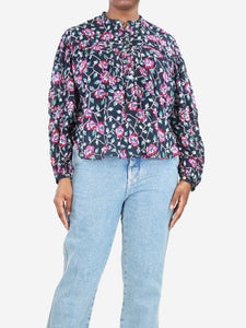 Isabel Marant Etoile Navy blue floral printed cotton blouse - size UK 12