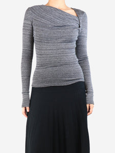Isabel Marant Etoile Grey ruched neckline knit top - size UK 8