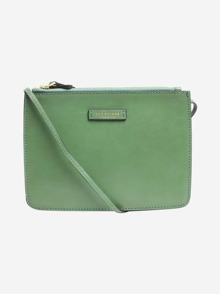 Green leather pouch crossbody bag product image