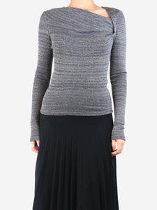 Isabel Marant Etoile Grey ruched neckline knit top - size UK 8