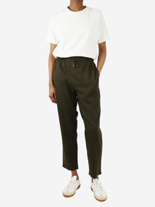 Bamford Khaki green elasticated wool trousers - size S