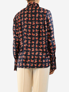 Navy cherry printed blouse - size UK 12 Tops Victoria Beckham 