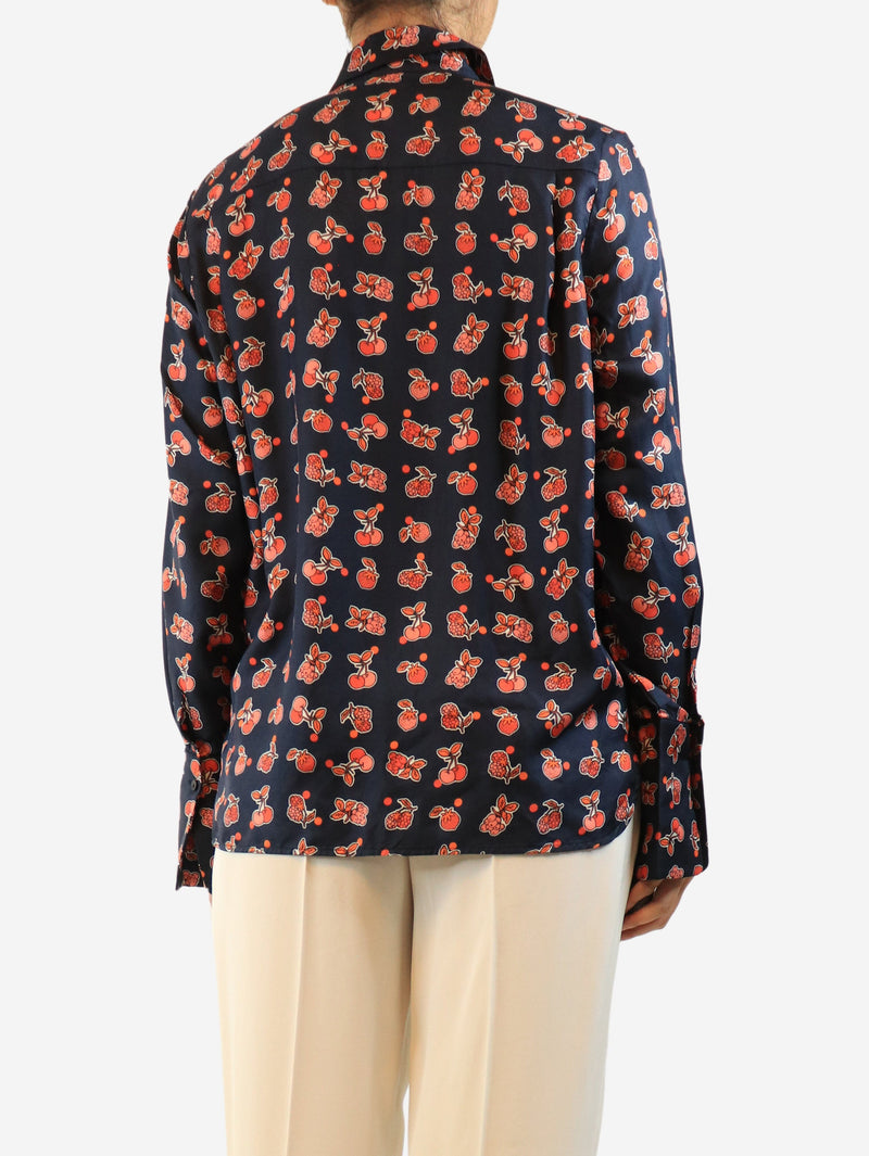 Navy cherry printed blouse - size UK 12 Tops Victoria Beckham 