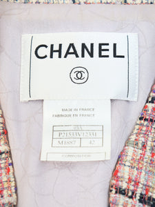 Chanel Pink vintage tweed boucle jacket and skirt set - size UK 8