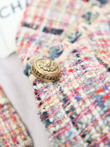 Chanel Pink vintage tweed boucle jacket and skirt set - size UK 8