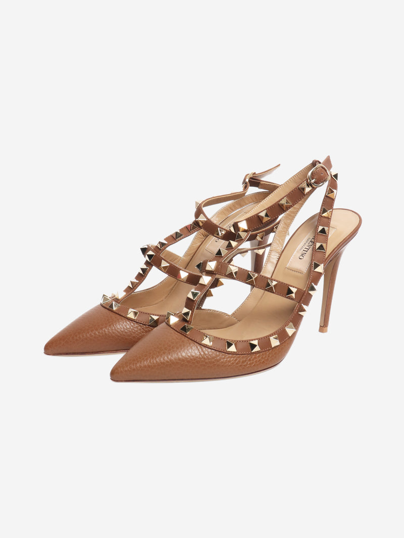 Brown rockstud pumps - size EU 37 (UK 4)