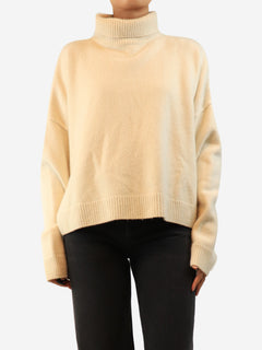 Cream oversized roll-neck jumper - size M
