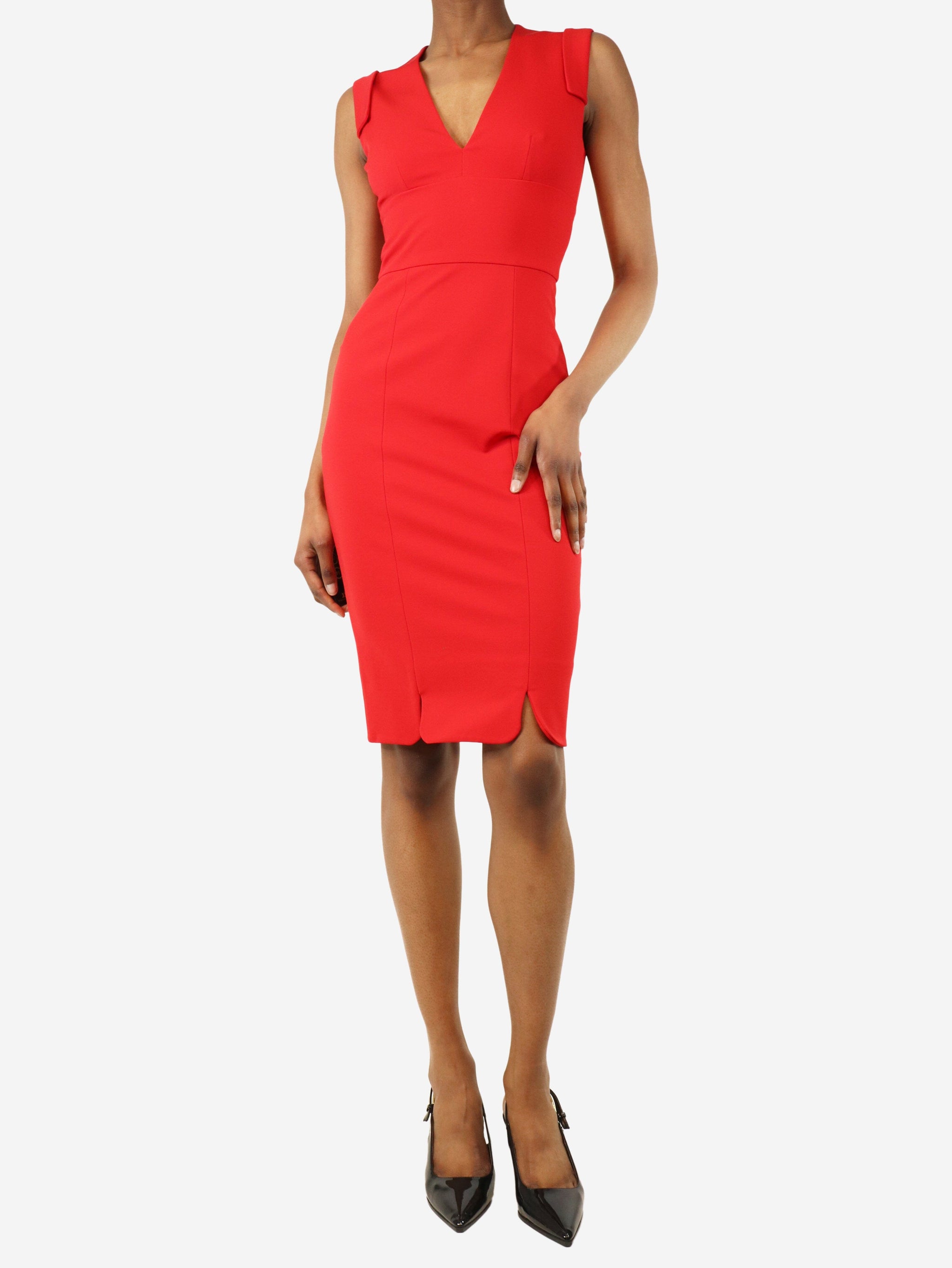 Alexander McQueen pre-owned red sleeveless midi dress - size UK 6 | Sign of the Times Alexander McQueen pre-owned red sleeveless midi dress - size UK 6 | Sign of the Times