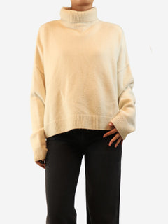 Cream oversized roll-neck jumper - size M