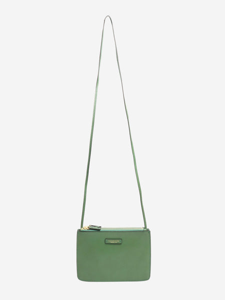 Green leather pouch crossbody bag alternate image