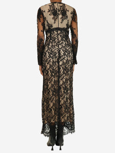 Alessandra Rich Black lace maxi dress - size UK 8