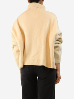 Cream oversized roll-neck jumper - size M