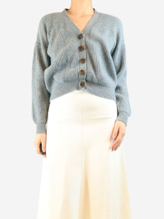 Blue ribbed cashmere cardigan - size UK 10 Knitwear Brora 