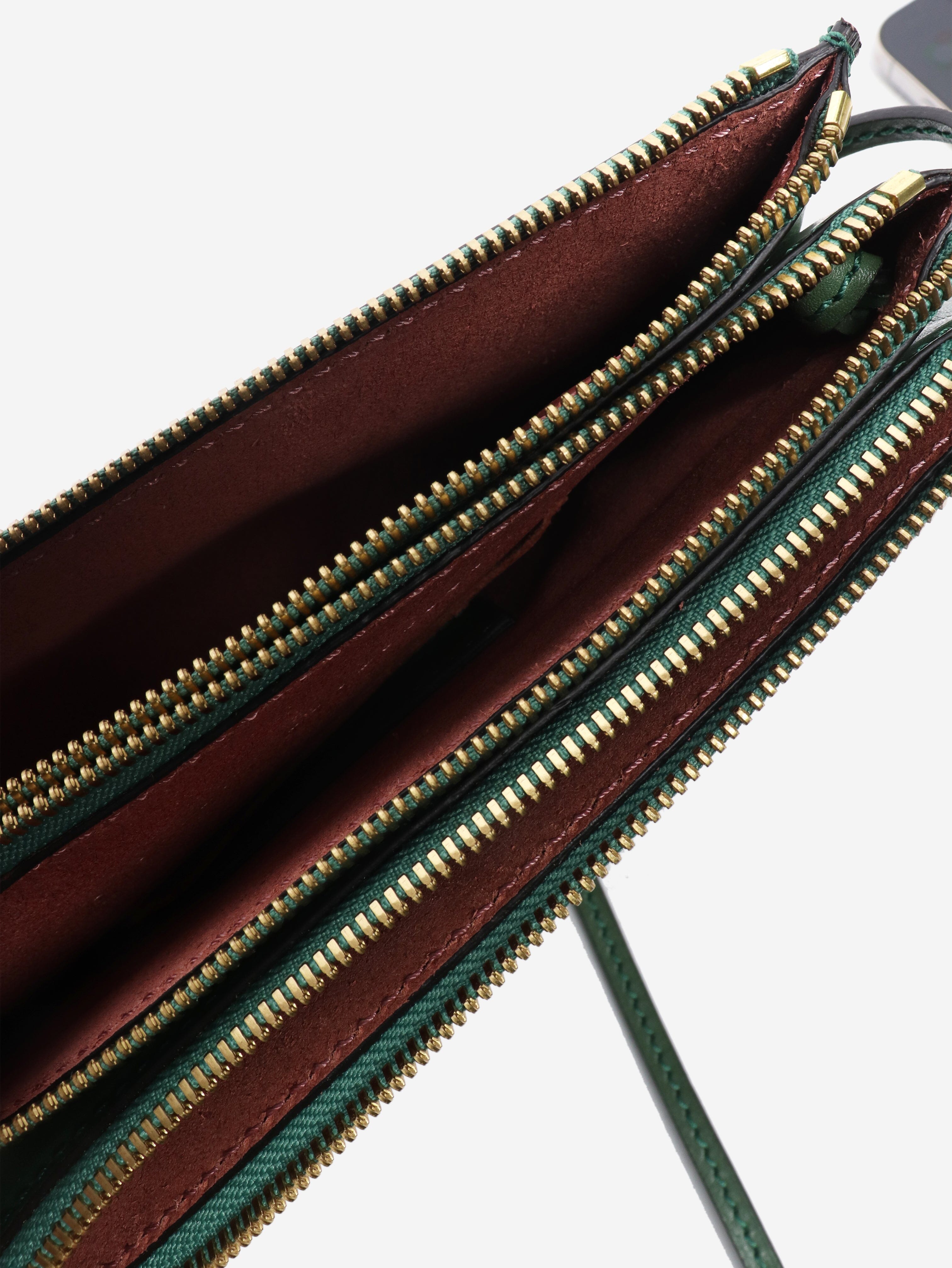 Green leather pouch crossbody bag Cross-body bags The Bridge 
