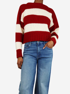 Celine Red and cream cropped striped jumper - size XS