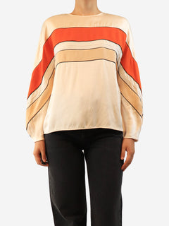 Orange and light peach slik long sleeve top - size M Tops Loro Piana 