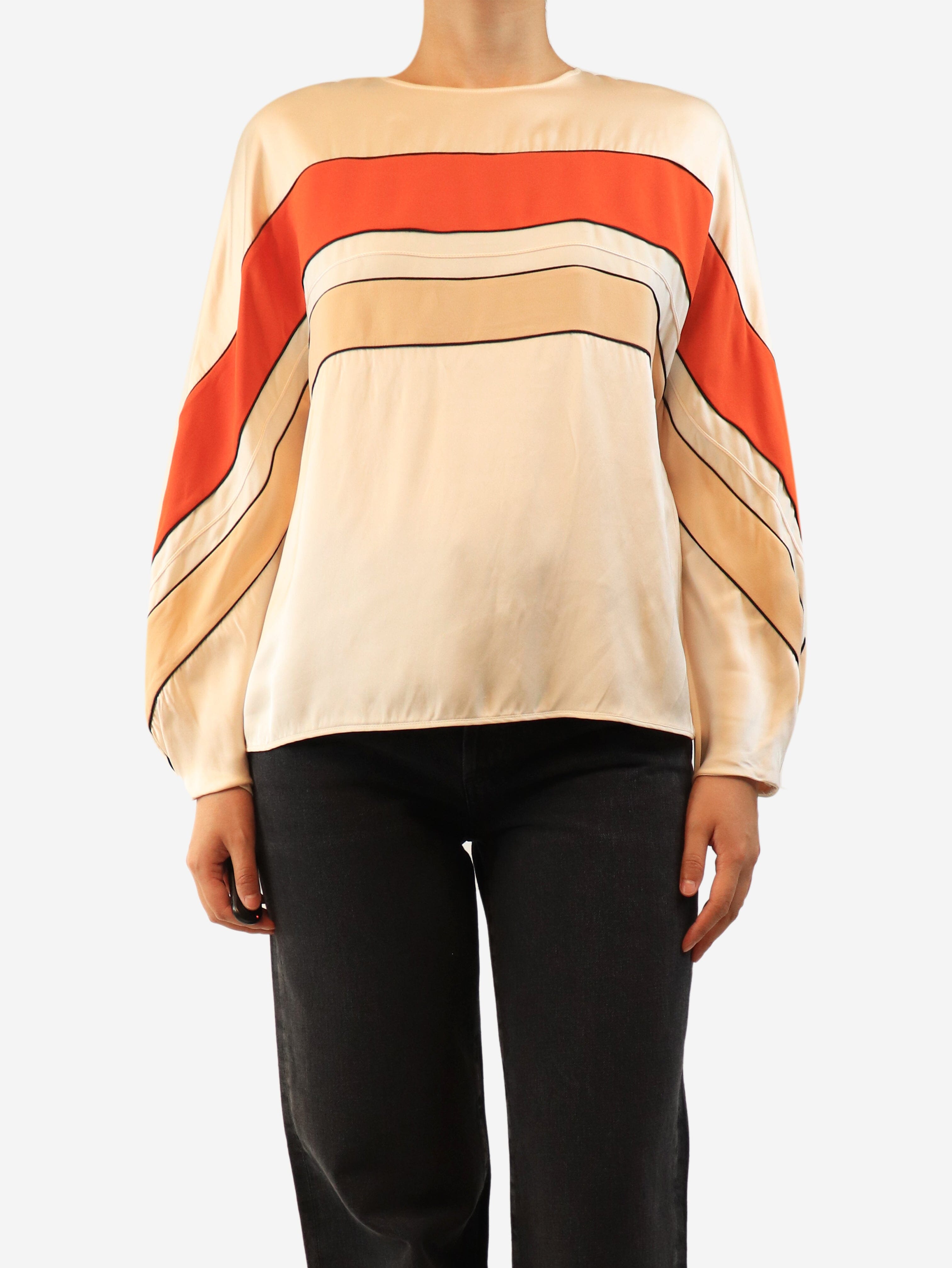 Orange and light peach slik long sleeve top - size M Tops Loro Piana 