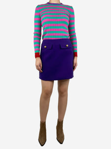 Prada Purple A-line wool pocket mini skirt - size UK 12