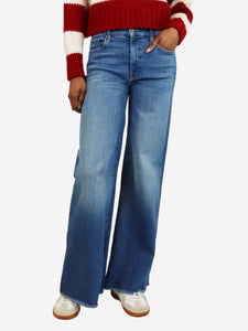 Mother Blue frayed wide-leg jeans - size UK 6