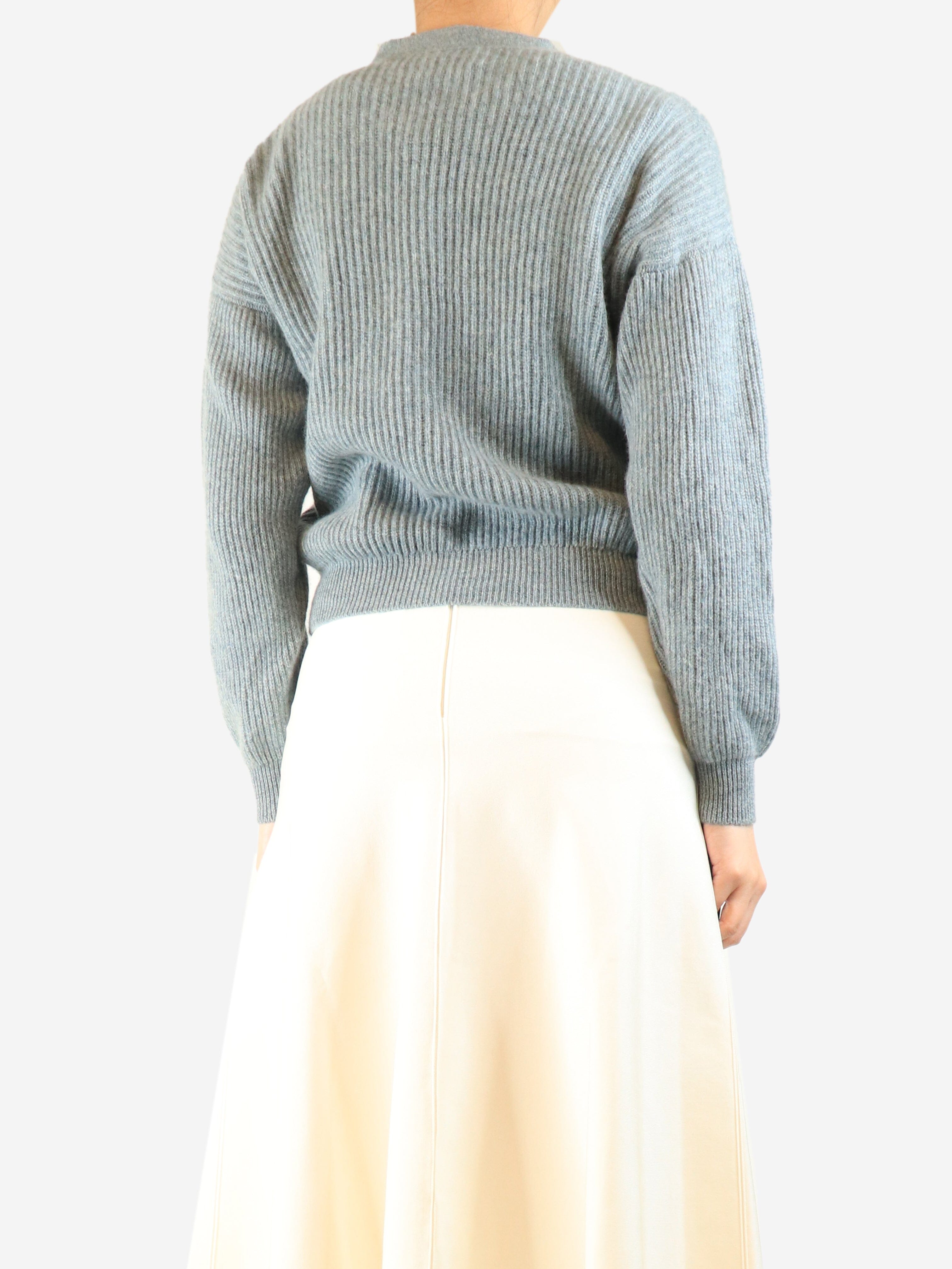 Blue ribbed cashmere cardigan - size UK 10 Knitwear Brora 