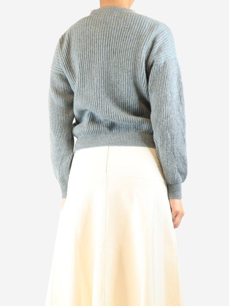 Blue ribbed cashmere cardigan - size UK 10 Knitwear Brora 