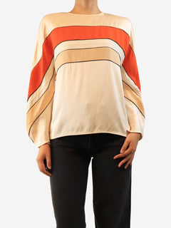 Orange and light peach slik long sleeve top - size M Tops Loro Piana 