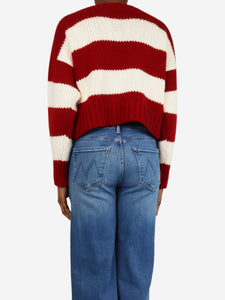 Celine Red and cream cropped striped jumper - size XS