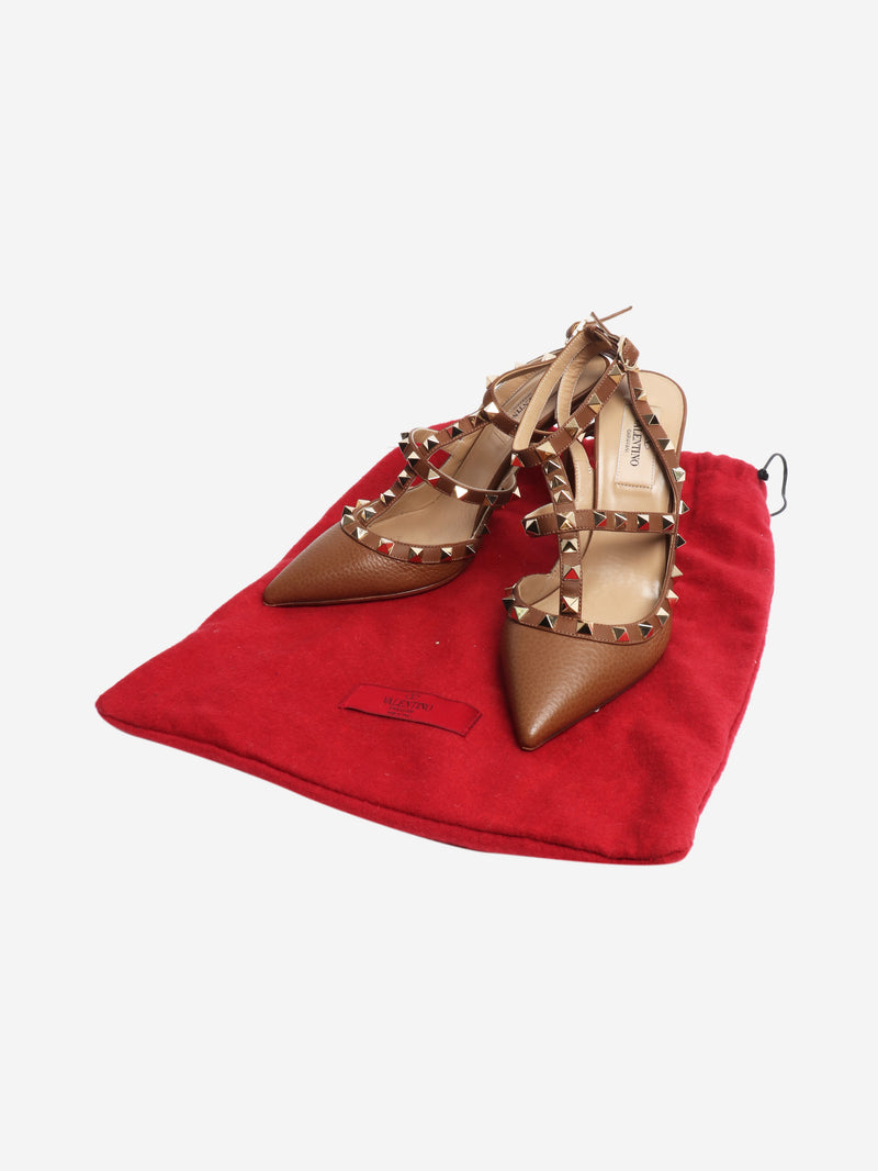 Brown rockstud pumps - size EU 37 (UK 4)