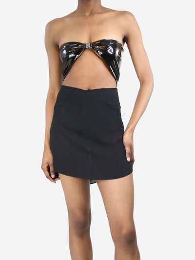 Black strapless vinyl top - size UK 6 Tops Rotate 