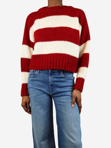 Celine Red and cream cropped striped jumper - size XS