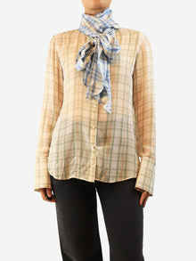 Green and blue plaid silk shirt - size UK 8 Tops Acne Studios 