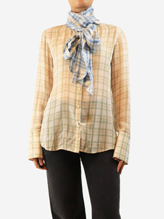Green and blue plaid silk shirt - size UK 8 Tops Acne Studios 