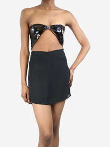 Rotate Black strapless vinyl top - size UK 6