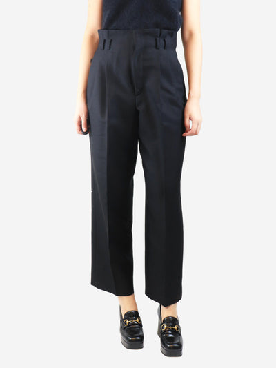 Black pleated wool and mohair-blend trousers - size UK 12 Trousers Celine 