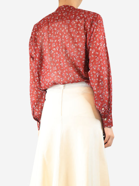 Red sheer floral blouse - size UK 12 alternate image
