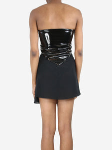 Rotate Black strapless vinyl top - size UK 6