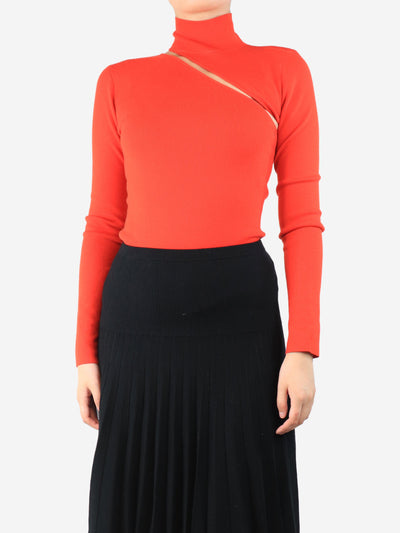 Red cut out front knit top - size S Knitwear Dion Lee 