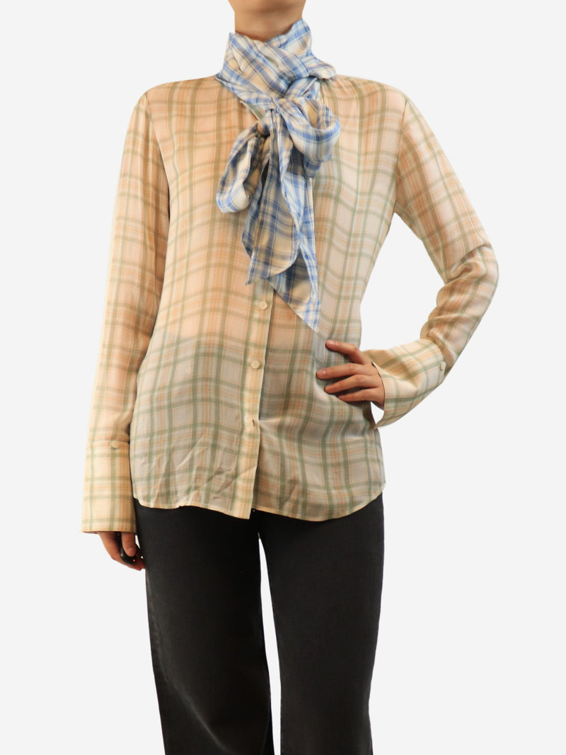 Green and blue plaid silk shirt - size UK 8 Tops Acne Studios 