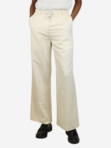 The Row Cream elasticated linen-blend trousers - size UK 6