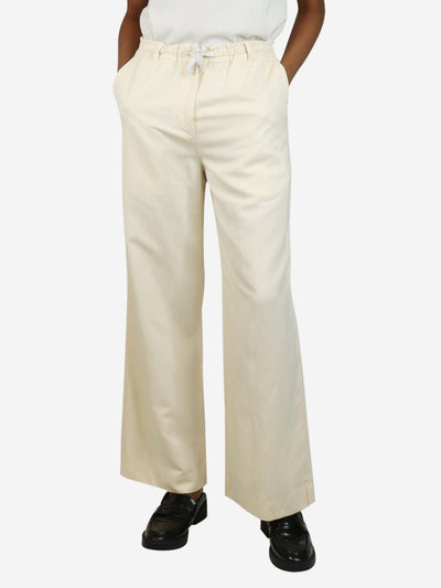 Cream elasticated linen-blend trousers - size UK 6 Trousers The Row 