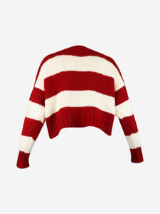 Celine Red and cream cropped striped jumper - size XS