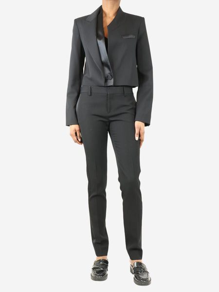 Black side-stripe tailored trousers - size UK 8 alternate image