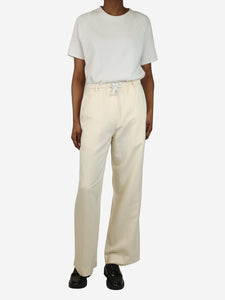 The Row Cream elasticated linen-blend trousers - size UK 6