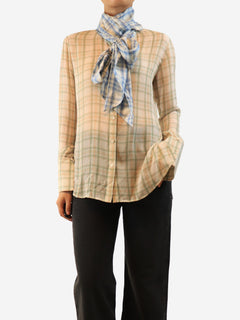 Green and blue plaid silk shirt - size UK 8 Tops Acne Studios 