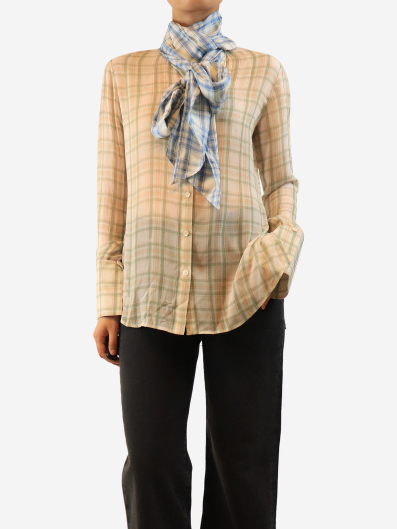 Green and blue plaid silk shirt - size UK 8 Tops Acne Studios 