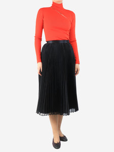 Junya Watanabe Black satin pleated midi skirt - size S