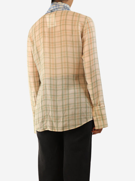 Green and blue plaid silk shirt - size UK 8 alternate image